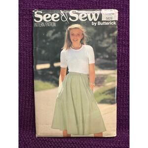 Butterick 5828 pattern a line skirt 1980s size medium
